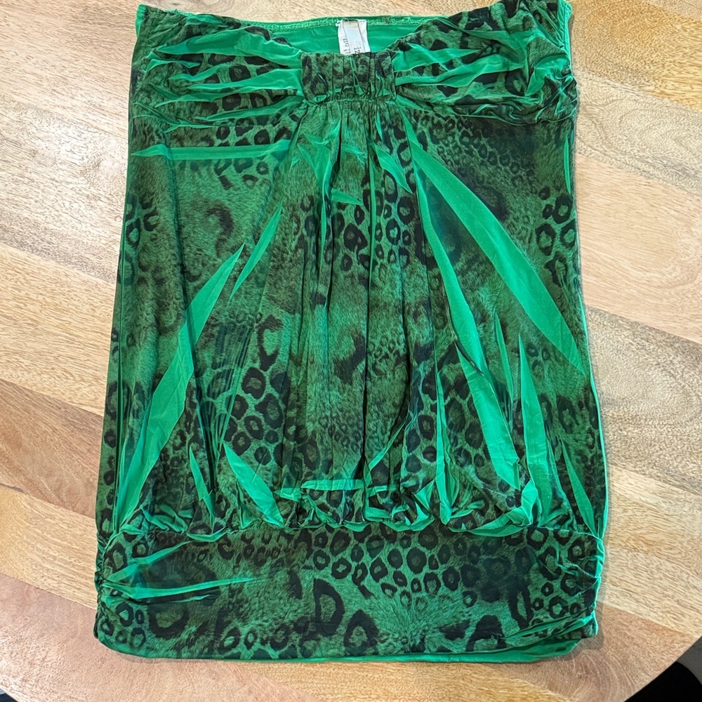 Y2K Green Leopard Print Women's Strapless top